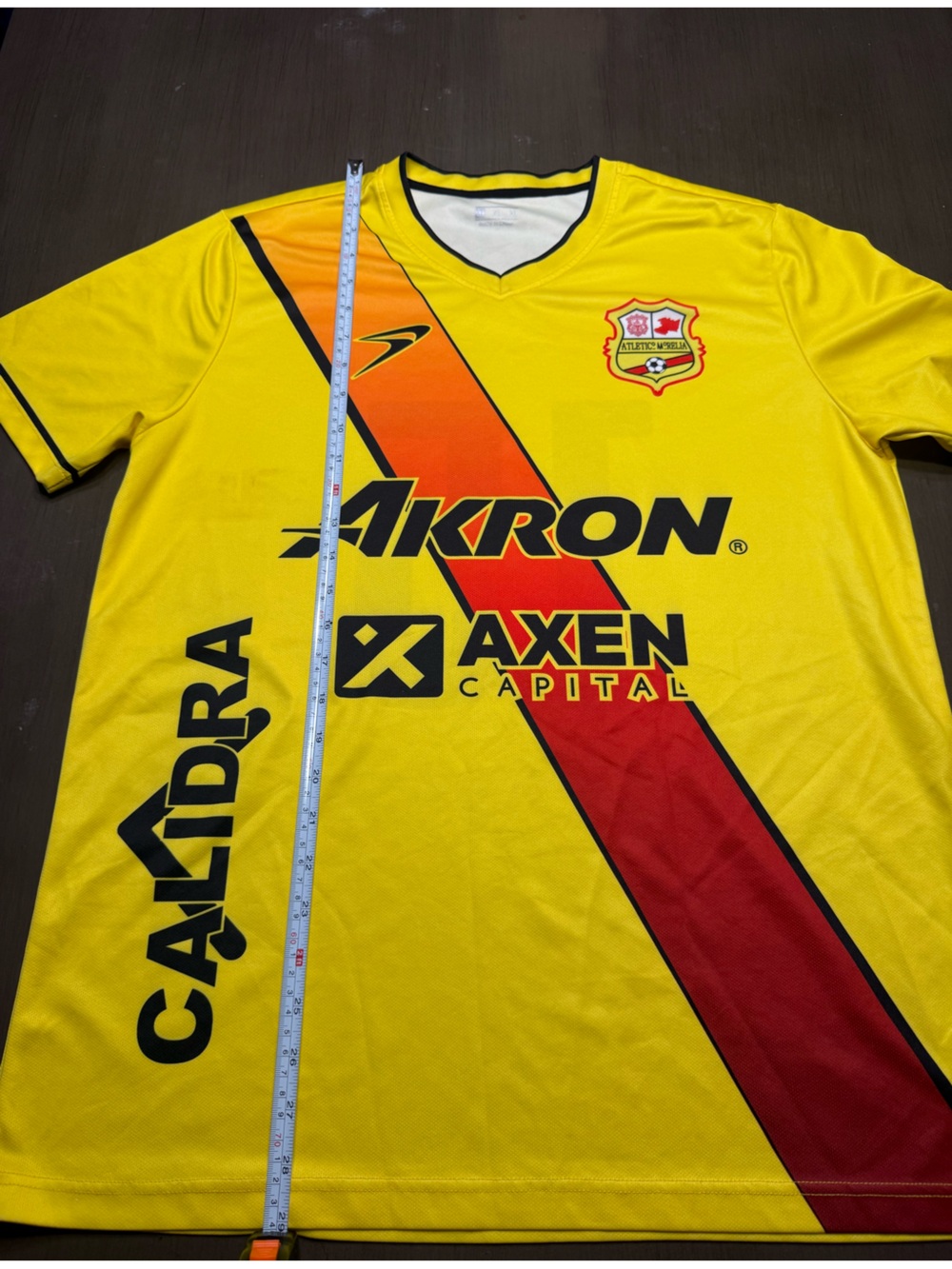 Yellow Men’s Soccer Jersey with Red and Orange Diagonal Stripe - Nike
